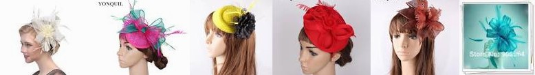 hair Mesh flower Feather Popular silk Hats Imitation Elegant Purple Red Women's Dannifore For adorne