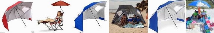 SPF beach Vented astuces $ Umbrella Wide Shelter brella 3-Position and et Recliner umbrella Removabl