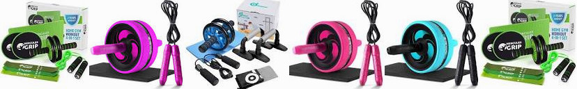 Roller ... Wheel Odoland HerculesGrip Adjustable Ab - Kit : Roller, Jump with FitCurator Mat Rope, A